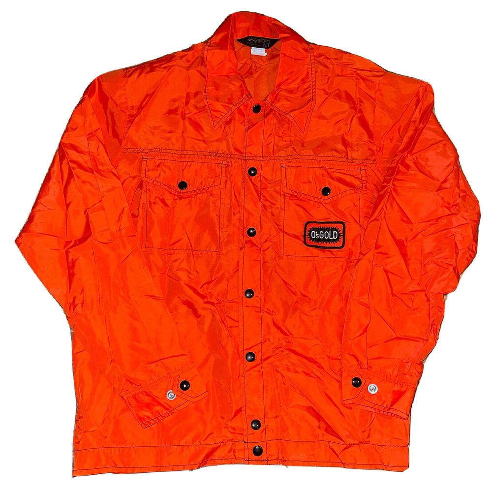 Vintage Swingster Orange O's Gold Windbreaker Farm Chore Jacket Sz Large 80s 90s